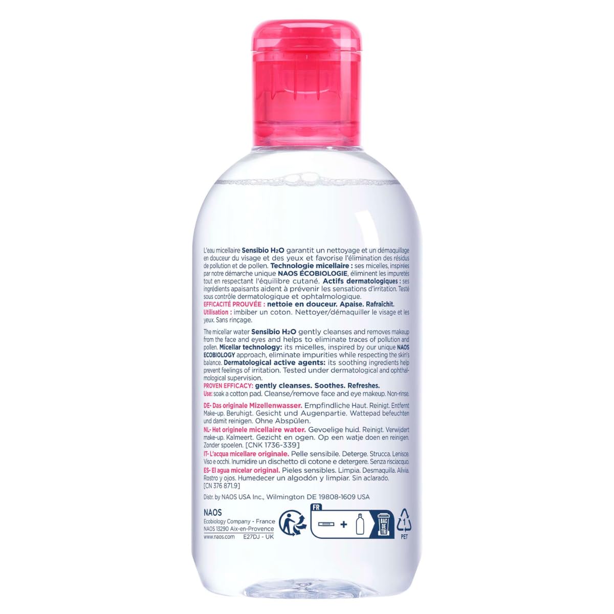 Bioderma Sensibio H2O Daily Soothing Cleanser, Make up Pollution & Impurities Remover Face Eyes Sensitive skin, 250ml