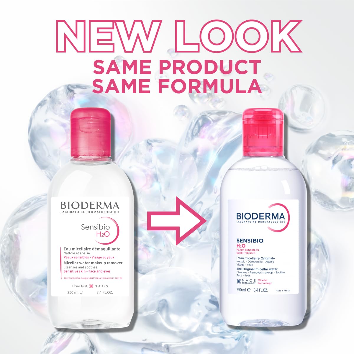 Bioderma Sensibio H2O Daily Soothing Cleanser, Make up Pollution & Impurities Remover Face Eyes Sensitive skin, 250ml