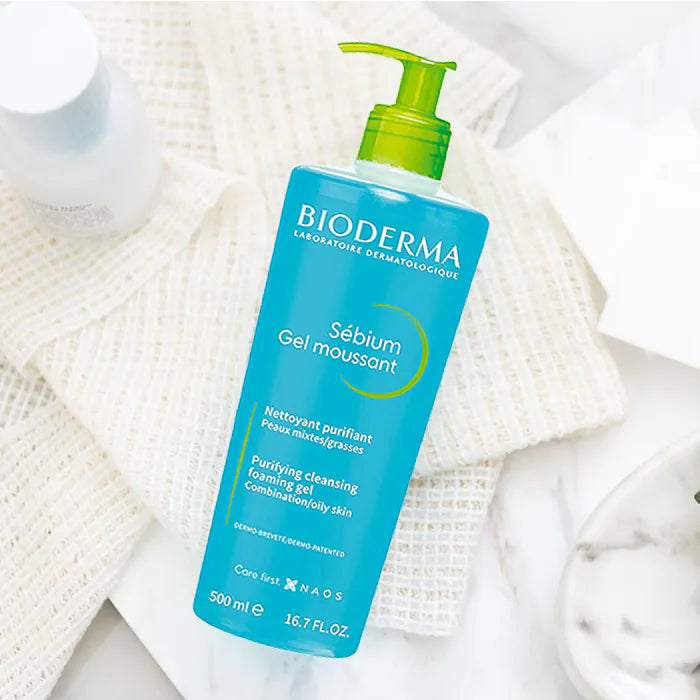 Bioderma Cleanser - Sebium Gel Moussant - Acne Defence Cleanser For Oily Acne Prone Skin - 500ml