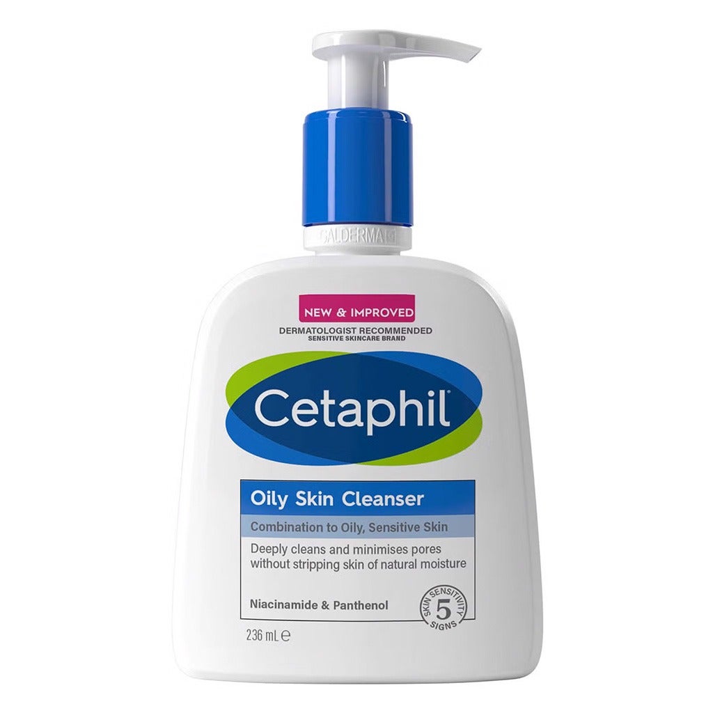 Cetaphil Oily Skin Cleanser 236ml – Foaming Face & Body Wash for Combination to Oily, Sensitive Skin | Unscented, Dermatologist-Tested
