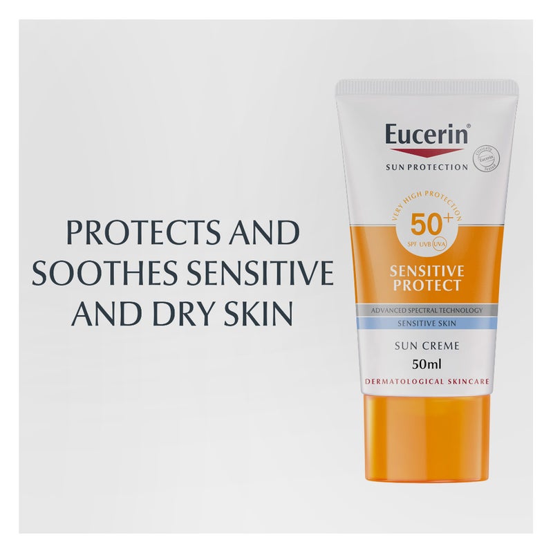Eucerin Sun Sensitive Protect SPF50+ Sunscreen Cream For Sensitive & Dry Skin 50ml Water resistant and fragrance-free