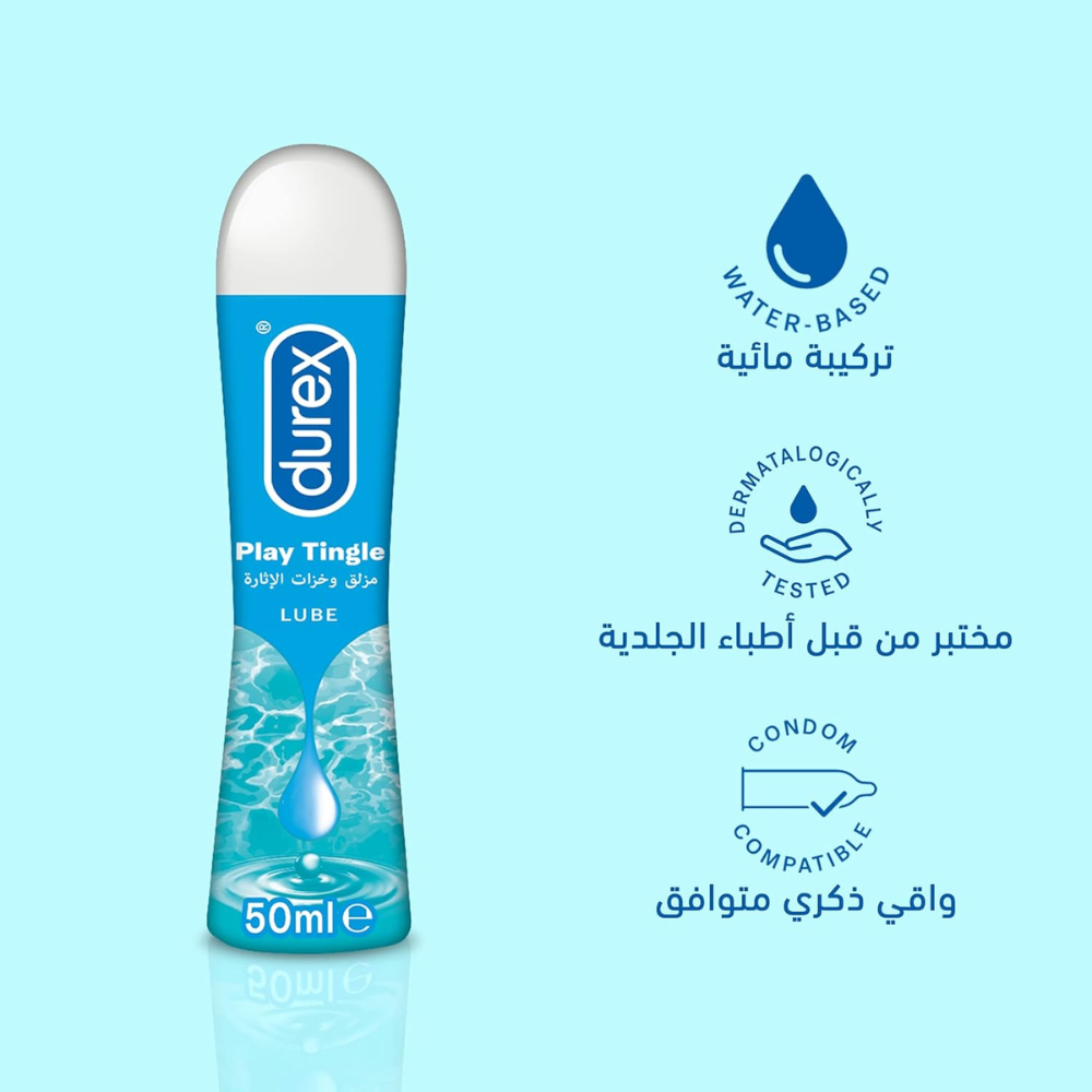 Durex Play Tingle Lube 50ml – Water-Based Intimate Gel with Cooling Sensation