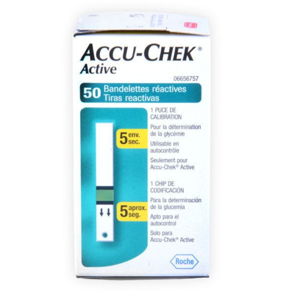 Accu-Chek Active Blood Glucose Test Strips – 50 Strips, Quick & Reliable Results