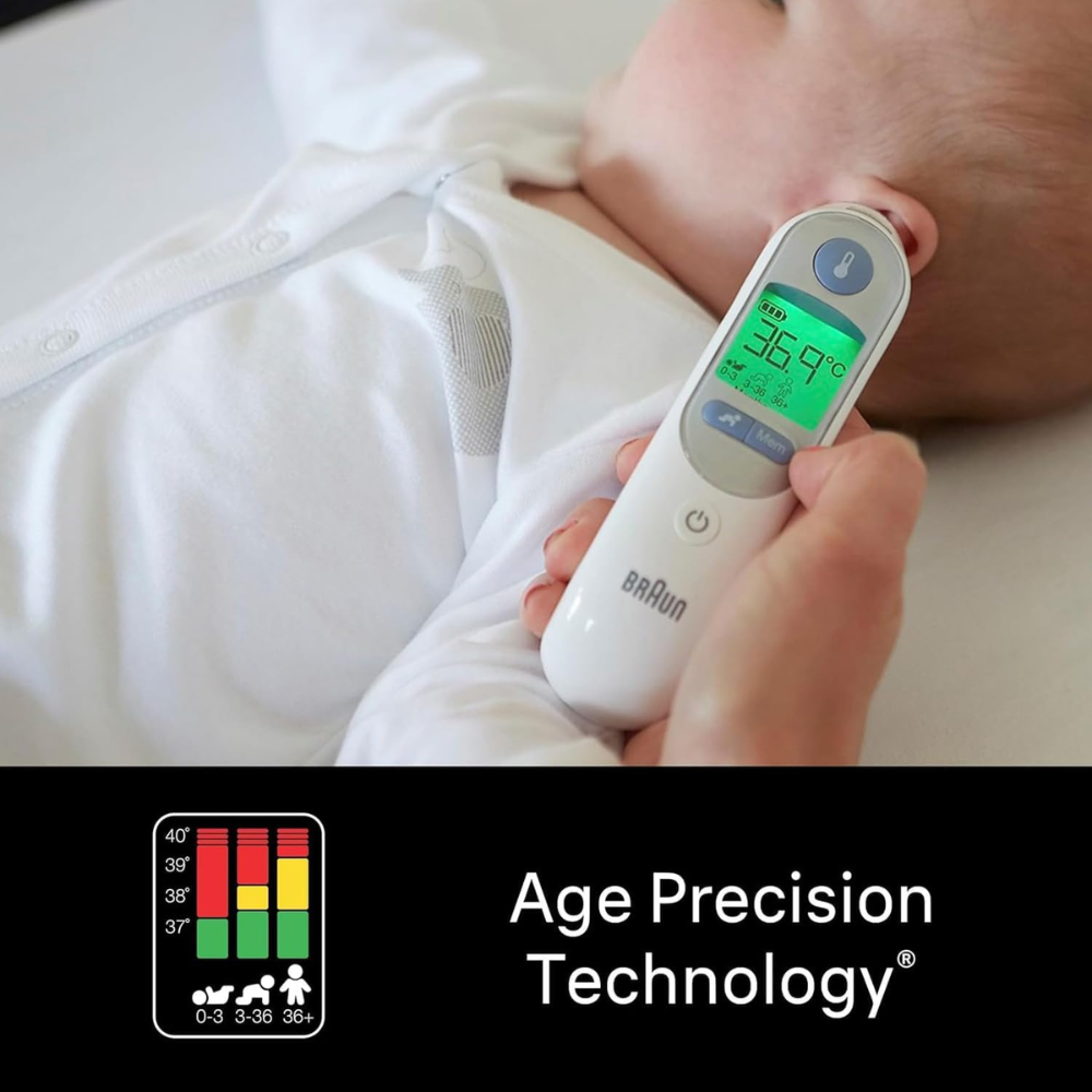 Braun ThermoScan 7 IRT 6520 Ear Thermometer – Age Precision with Colour Coding, White