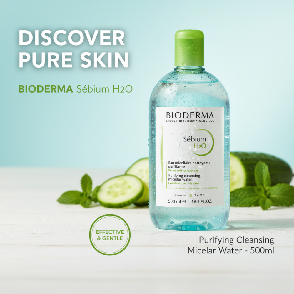 BIODERMA Sébium H2O Purifying Cleansing Micellar Water for Oily/Acne-Prone Skin - 500ml