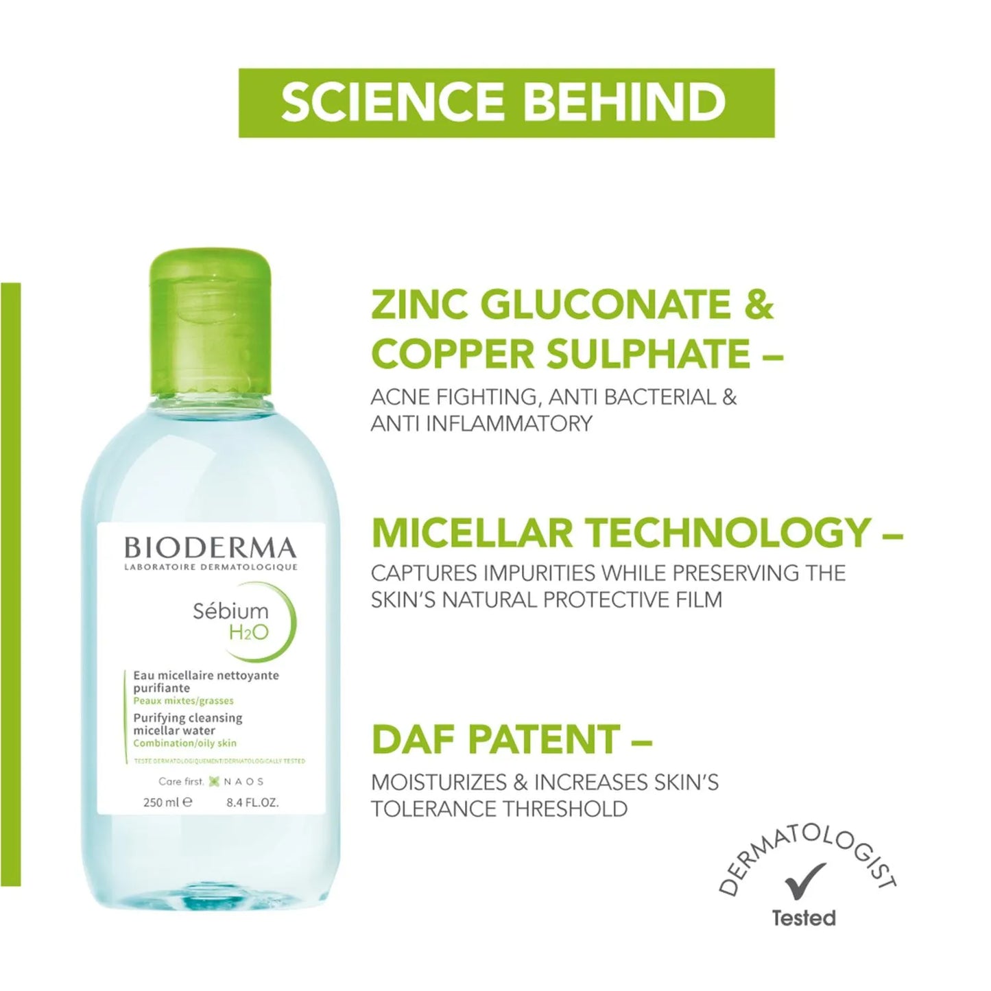 Bioderma Sebium H2o Micellar Water, Cleanser And Make Up Remover (500ml)