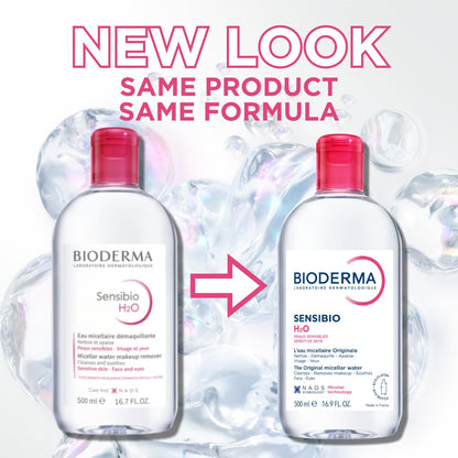 Bioderma Sensibio H2O Daily Soothing Cleanser, Make up Pollution & Impurities Remover Face Eyes Sensitive skin, 500ml