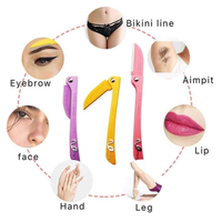 Blooming Flamingos Ladies Razor 3-Piece Set – Facial & Body Hair Shaver with Safety Guard (Multicolor: Yellow, Pink, Purple)