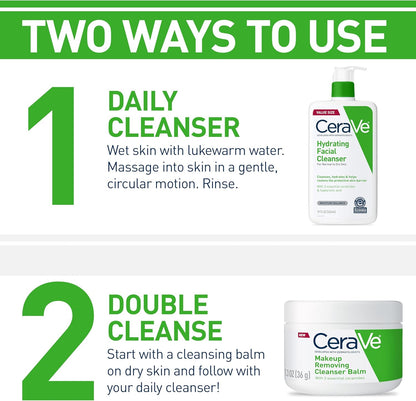 CeraVe Hydrating Facial Cleanser 237ml –  Hyaluronic Acid for Normal to Dry Skin
