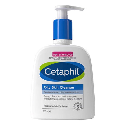 Cetaphil Oily Skin Cleanser 236ml – Foaming Face & Body Wash for Combination to Oily, Sensitive Skin | Unscented, Dermatologist-Tested