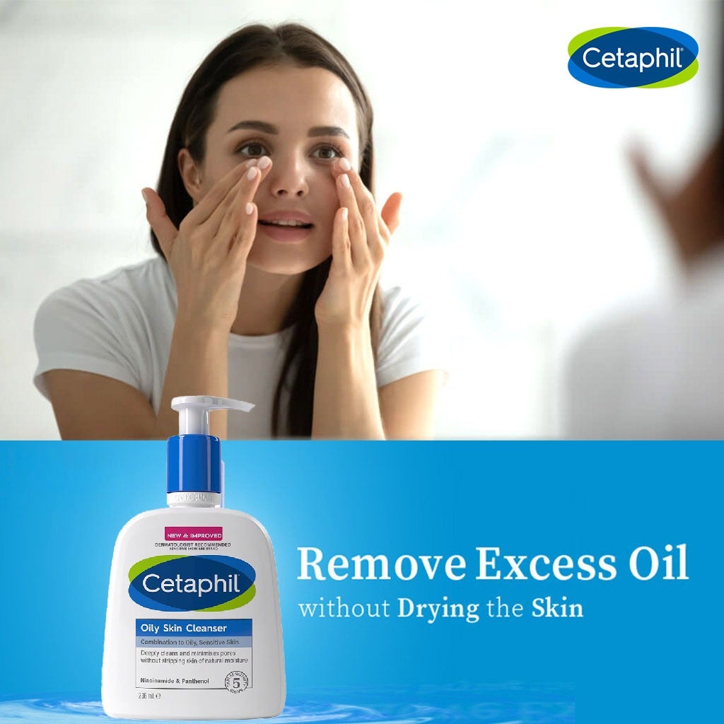 Cetaphil Oily Skin Cleanser 236ml – Foaming Face & Body Wash for Combination to Oily, Sensitive Skin | Unscented, Dermatologist-Tested