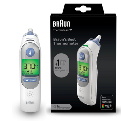 Braun ThermoScan 7 IRT 6520 Ear Thermometer – Age Precision with Colour Coding, White