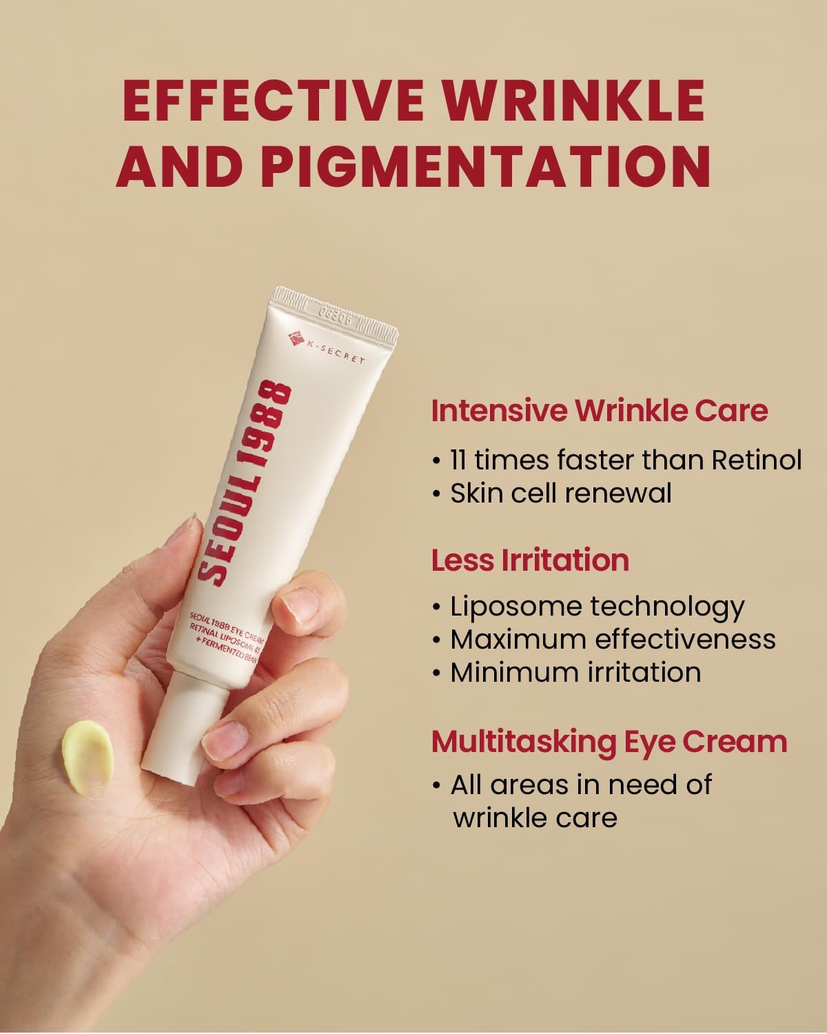 K-SECRET SEOUL 1988 Eye Cream – Retinal Liposome 4% + Fermented Bean | Intensive Anti-Wrinkle & Brightening Care