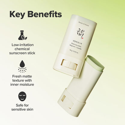 Beauty of Joseon Matte Sun Stick – Mugwort & Camellia SPF 50+ PA++++ | Korean Face Sunscreen for All Skin Types (18g)