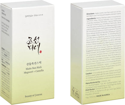 Beauty of Joseon Matte Sun Stick – Mugwort & Camellia SPF 50+ PA++++ | Korean Face Sunscreen for All Skin Types (18g)