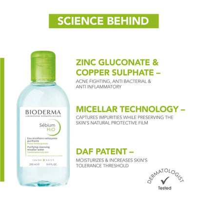 Bioderma Sebium H2o Micellar Water, Cleanser And Make Up Remover (500ml)